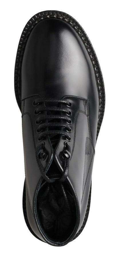 Bottes pour hommes en cuir noir Dolce &amp; gabbana