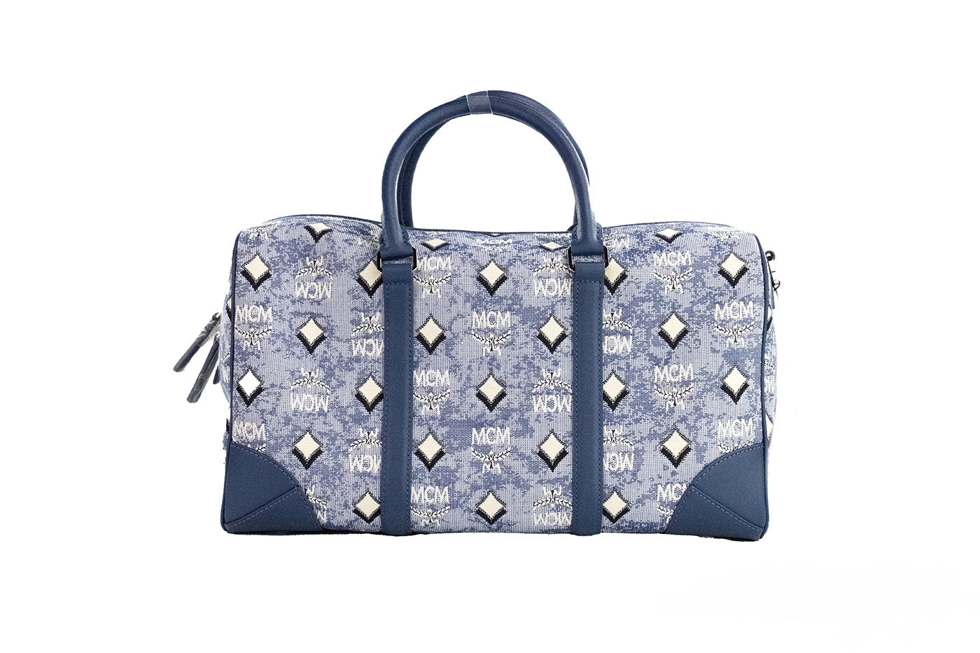 Mcm Boston moyen bleu vintage denim tissu sac de sport sac à bandoulière sac à main