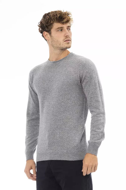 Alpha studio : pull ras du cou gris élégant pour homme