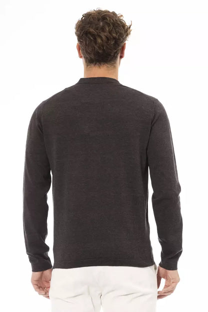 Le pull ras du cou marron Alpha studio pour homme