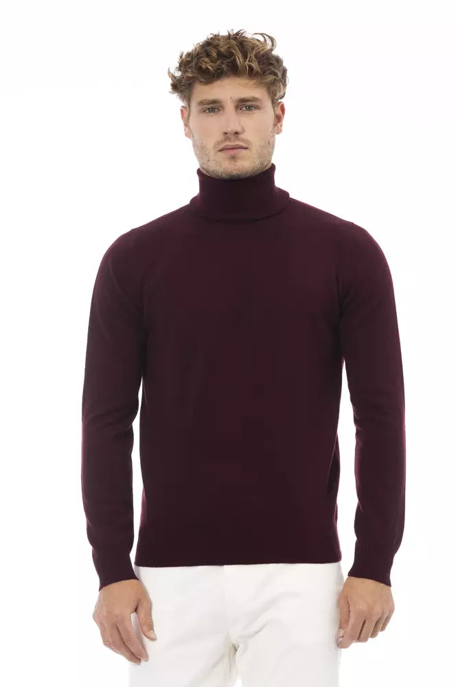 Le pull col roulé bordeaux Alpha studio pour homme