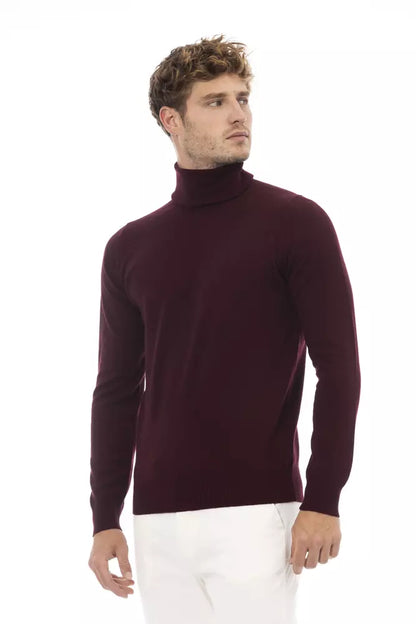 Le pull col roulé bordeaux Alpha studio pour homme