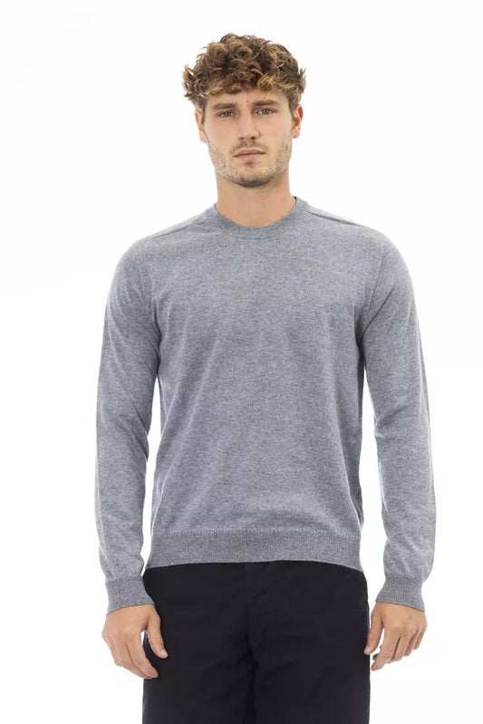 Alpha Studio Light Blue Viscose Men Sweater