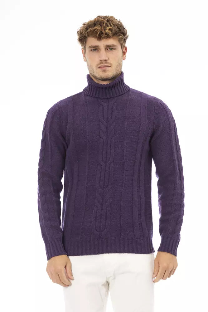 Le pull col roulé violet Alpha studio pour homme