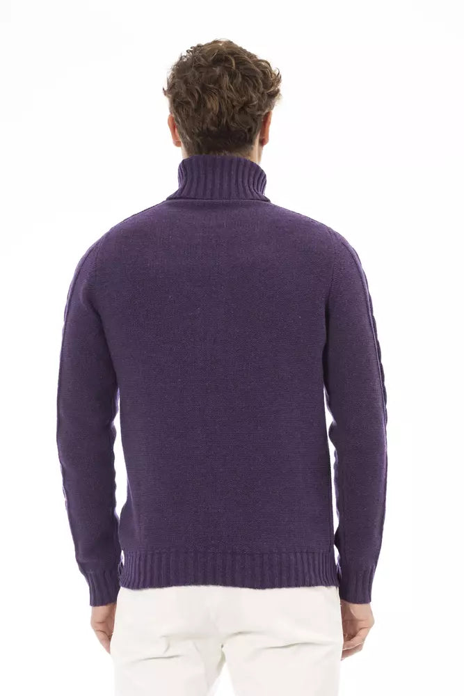 Le pull col roulé violet Alpha studio pour homme