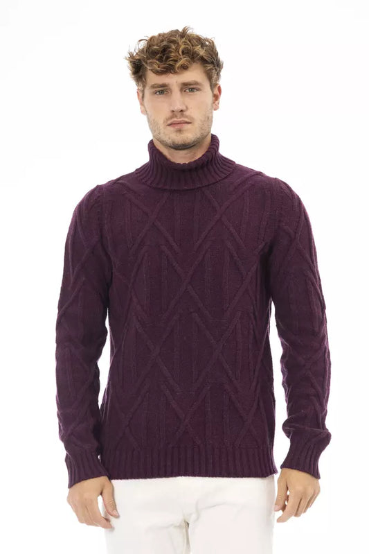 Le pull col roulé violet Alpha studio pour homme