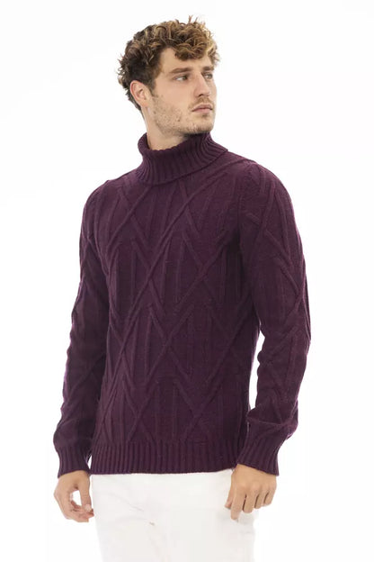 Le pull col roulé violet Alpha studio pour homme