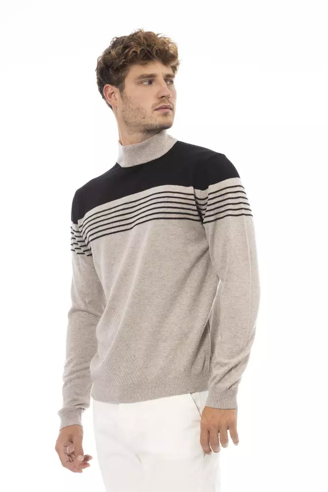 Alpha Studio Beige Cashmere Men Sweater