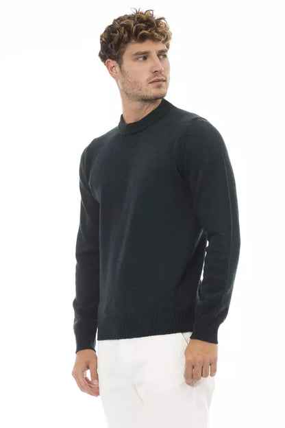 Alpha Studio Green Wool Men Sweater