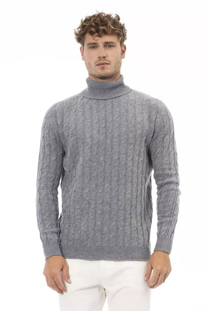 Le pull col roulé gris Alpha studio pour homme