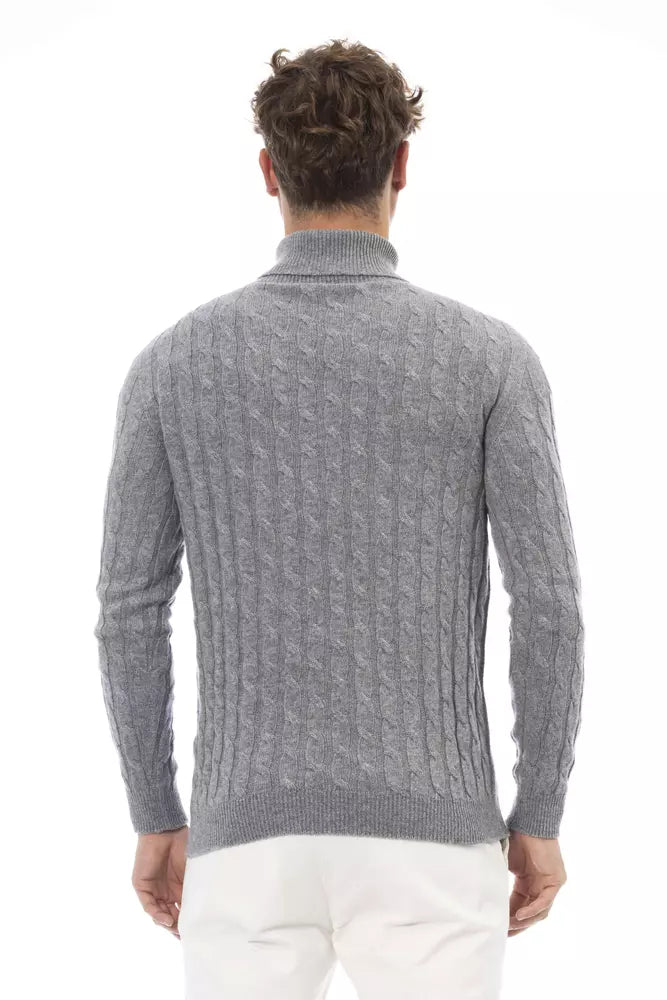 Le pull col roulé gris Alpha studio pour homme