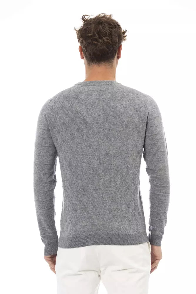 Pull ras du cou gris Alpha Studio en mélange de luxe