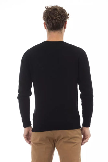 Alpha Studio Black Viscose Men Sweater