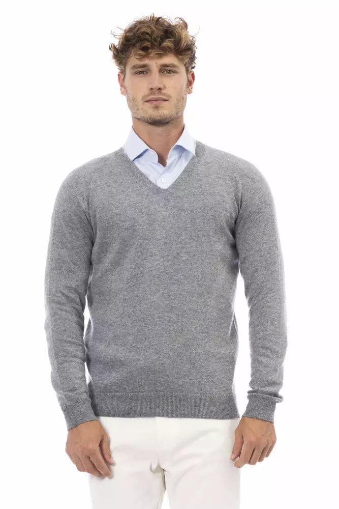 Alpha Studio - Pull col V - Gris subtil