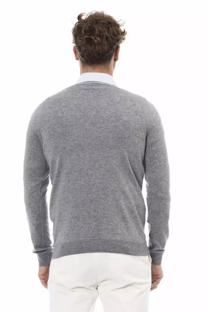 Alpha Studio - Pull col V - Gris subtil