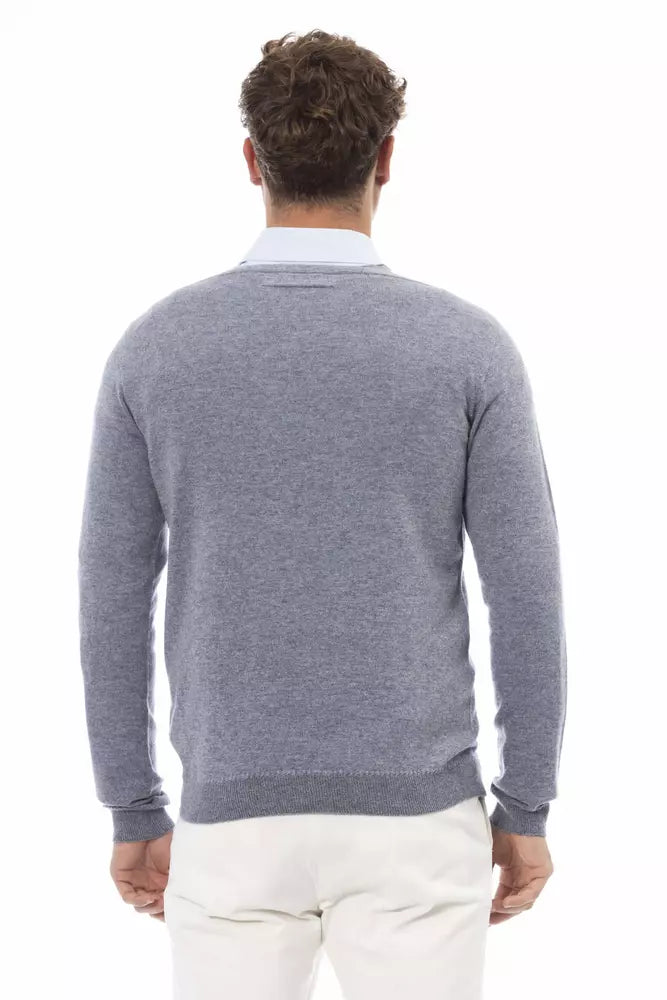 Alpha Studio - Pull col V - Bleu clair