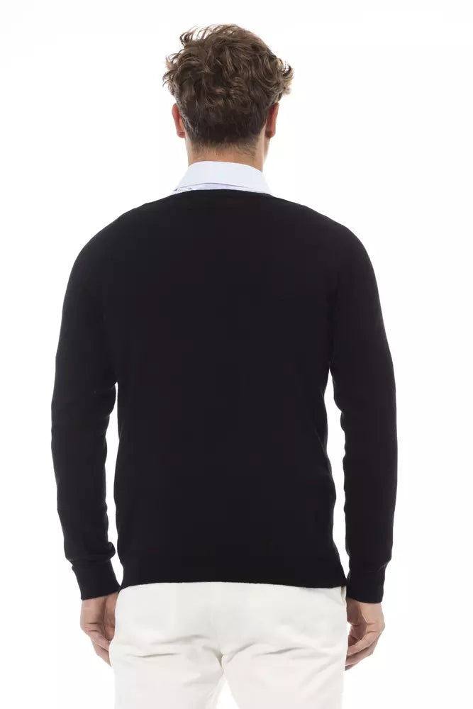 Alpha Studio - Pull col V - Noir élégant