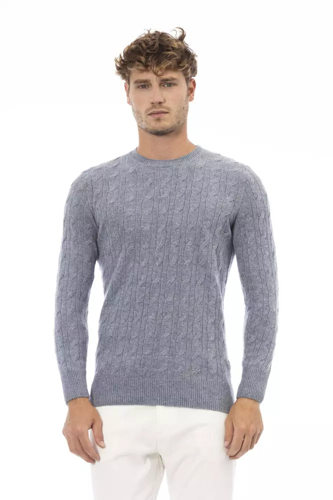 Alpha Studio Light Blue Viscose Men Sweater