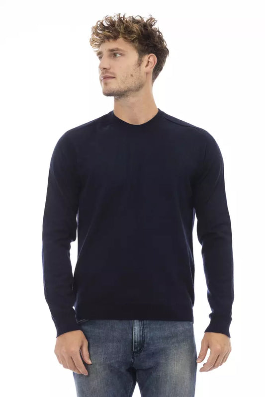 Pull ras du cou bleu Alpha studio pour homme