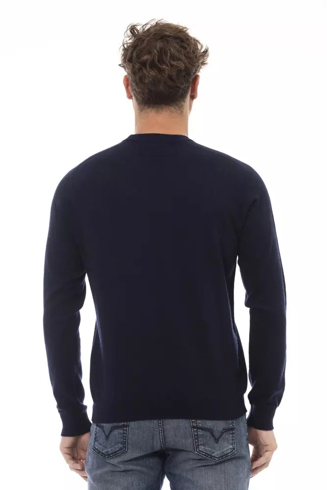 Pull ras du cou bleu Alpha studio pour homme