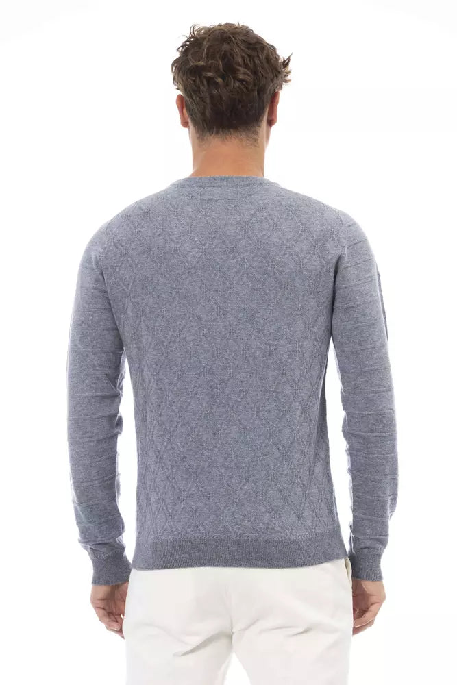 Alpha Studio Light Blue Viscose Men Sweater