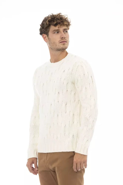 Pull ras du cou en laine et cachemire beige Alpha studio