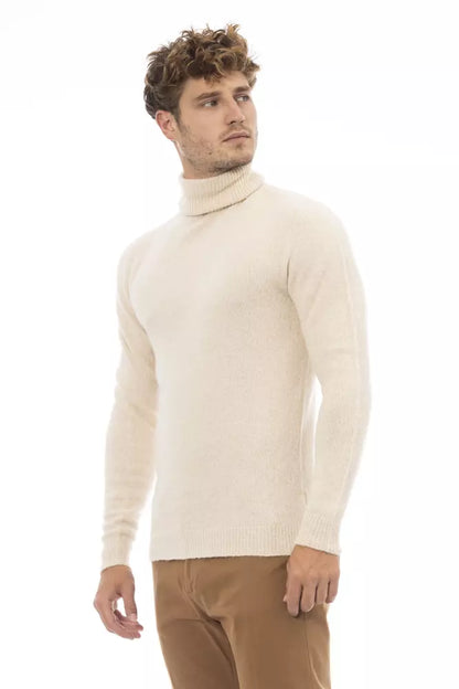 Pull col roulé beige Alpha studio avec fines côtes