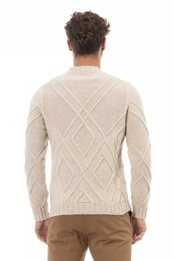 Alpha Studio - Pull ras du cou sophistiqué - Beige