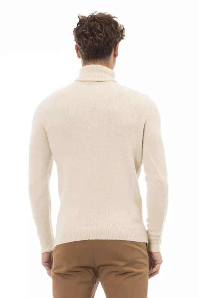 Pull col roulé beige Alpha studio avec fines côtes