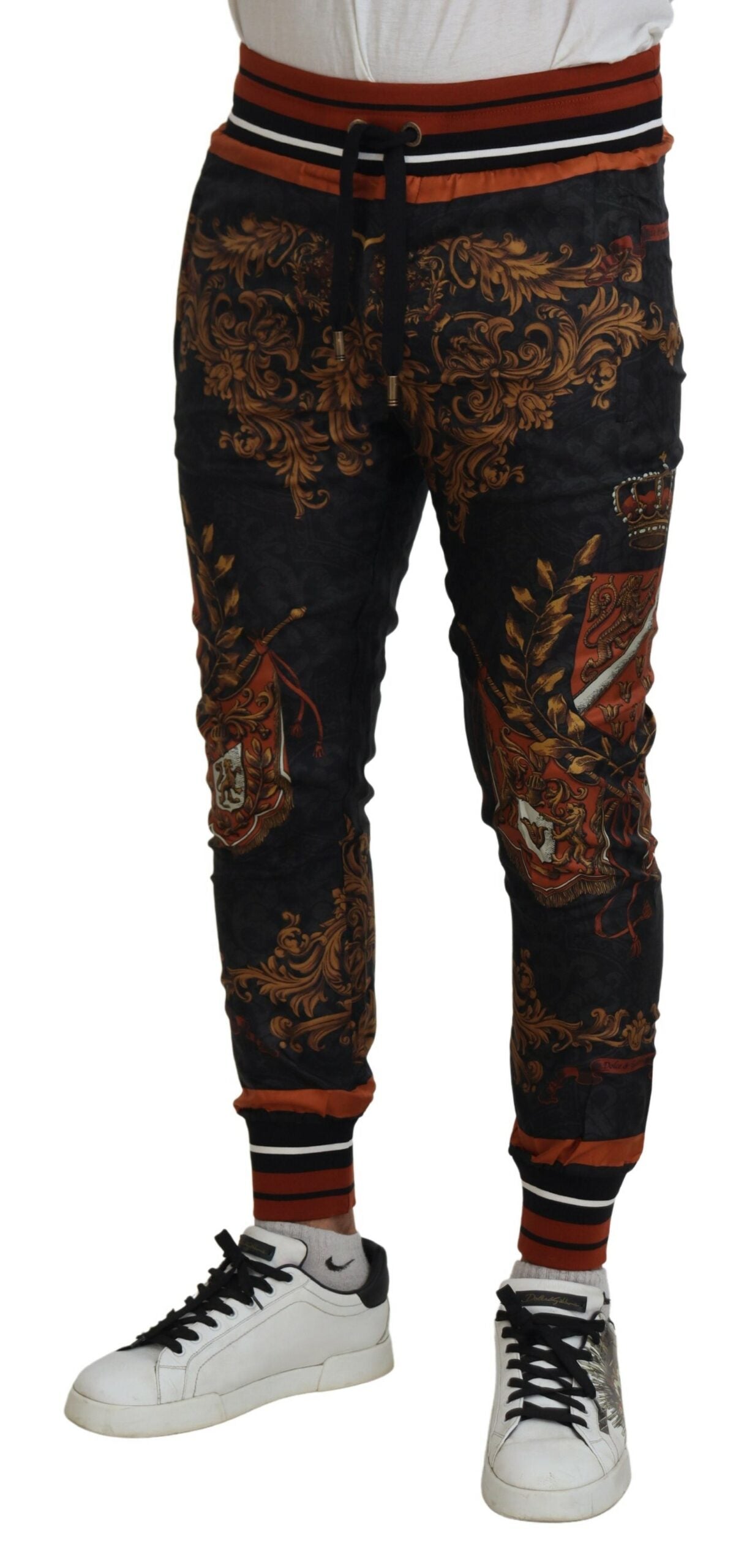 Pantalon de survêtement en soie à couronne baroque Dolce &amp; Gabbana