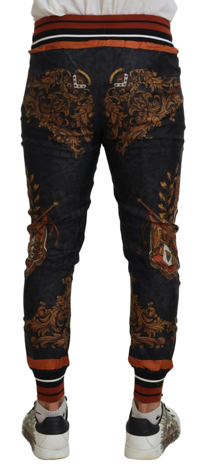 Pantalon de survêtement en soie à couronne baroque Dolce &amp; Gabbana