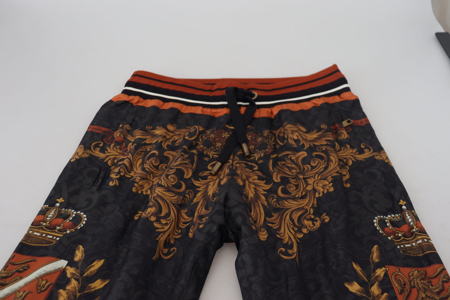 Pantalon de survêtement en soie à couronne baroque Dolce &amp; Gabbana