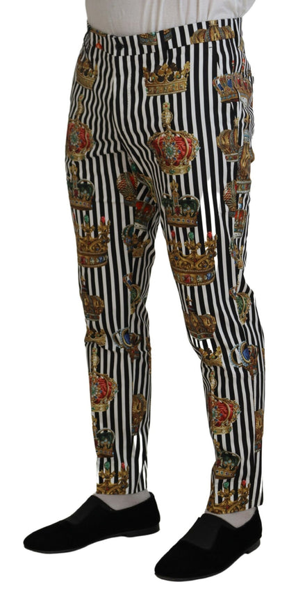 Dolce &amp; gabbana pantalon chino à rayures couronne dorées