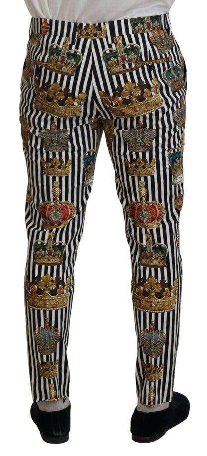 Dolce &amp; gabbana pantalon chino à rayures couronne dorées