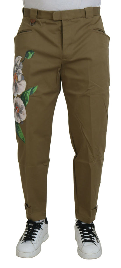 Dolce &amp; gabbana pantalon chino beige fleuri exquis