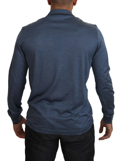 Dolce & Gabbana Elegant Silk Blue Pullover Sweater