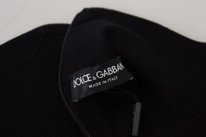 Dolce &amp; gabbana pull à col roulé en laine noire à demi-zip