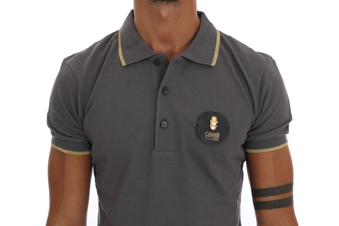 Polo en coton gris Roberto Cavalli