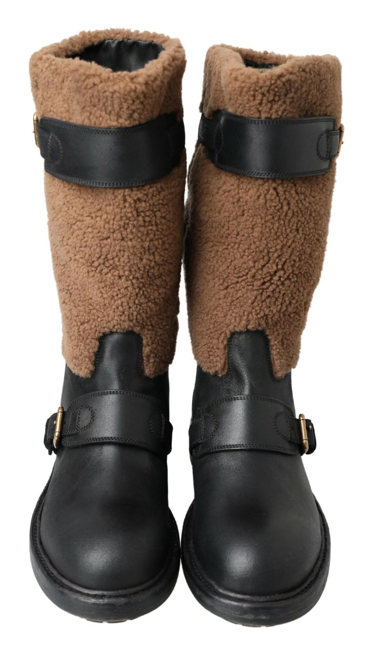 Dolce &amp; gabbana bottes longues en cuir peau de mouton noir