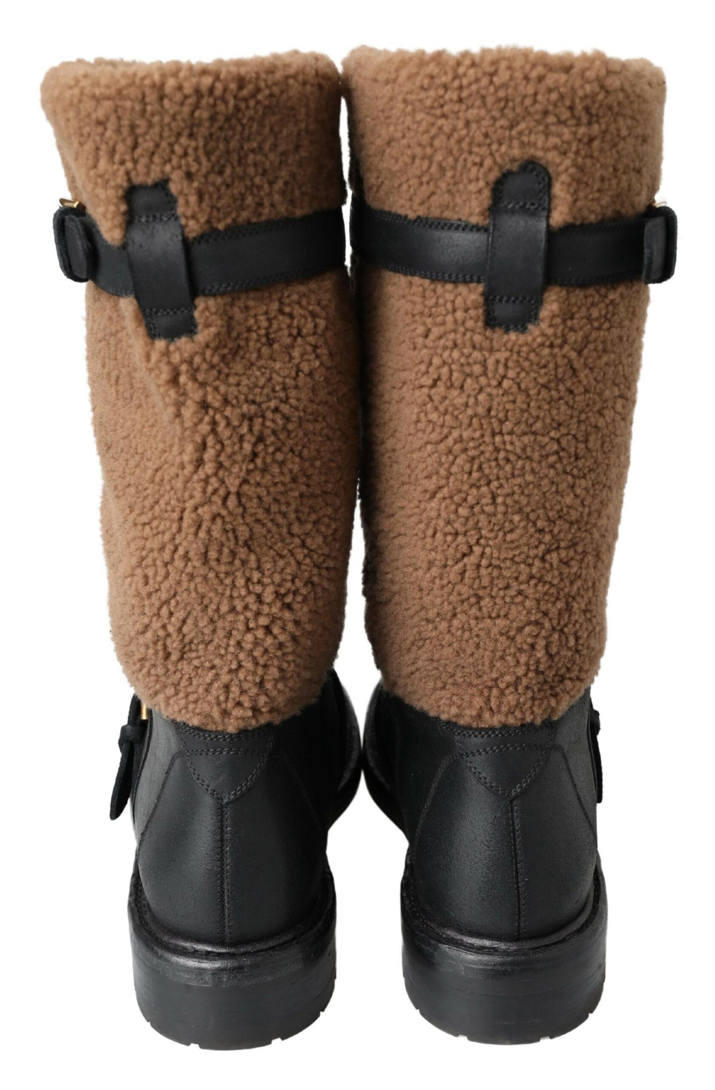 Dolce &amp; gabbana bottes longues en cuir peau de mouton noir