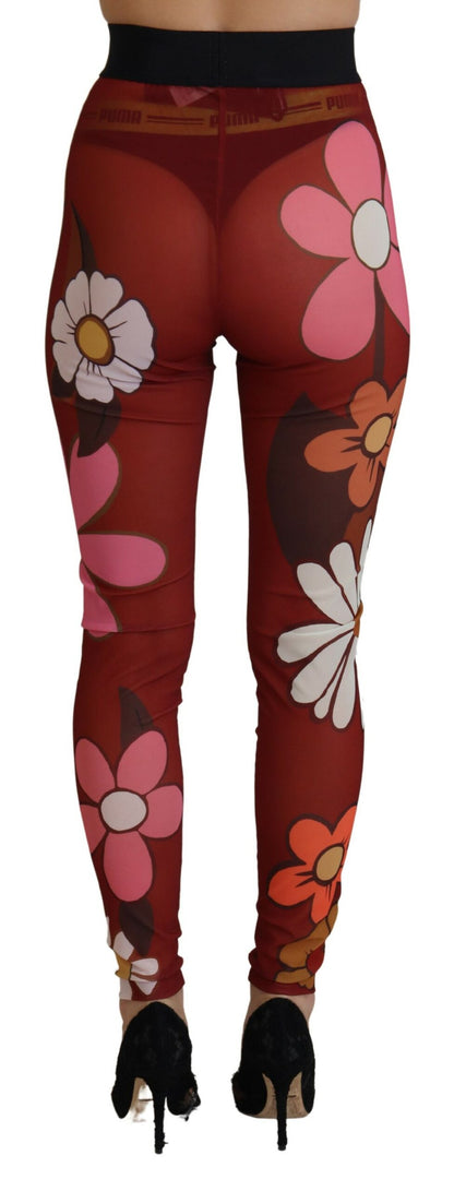 Dolce &amp; gabbana legging taille haute rouge fleuri