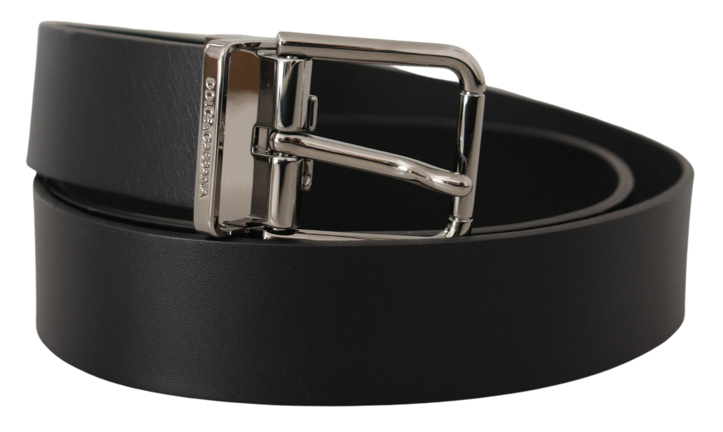 Ceinture en cuir noir Dolce &amp; gabbana avec boucle en métal