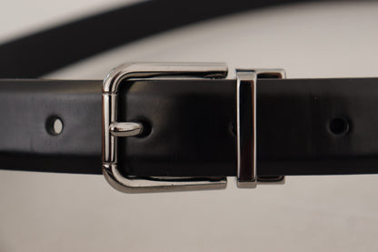 Dolce & Gabbana Elegant Black Leather Belt with Metal Buckle