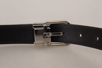 Dolce & Gabbana Sleek Black Leather Belt with Metal Buckle