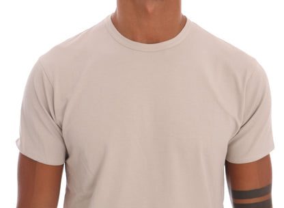 Daniele Alessandrini Beige Cotton Blend Crew Neck Tee