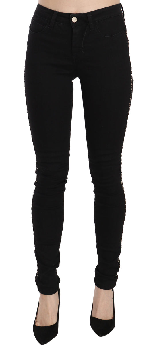 Costume national en denim noir skinny taille moyenne