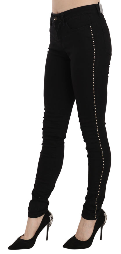 Costume national en denim noir skinny taille moyenne