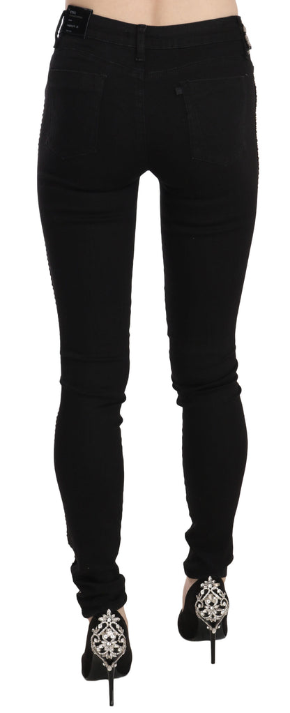 Costume national en denim noir skinny taille moyenne