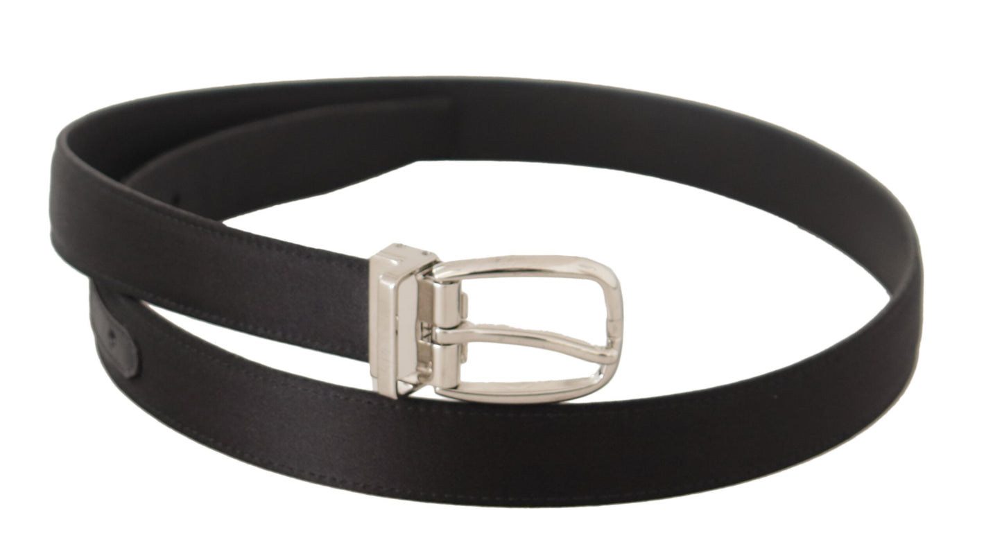 Ceinture de créateur en toile et cuir noir Dolce &amp; Gabbana