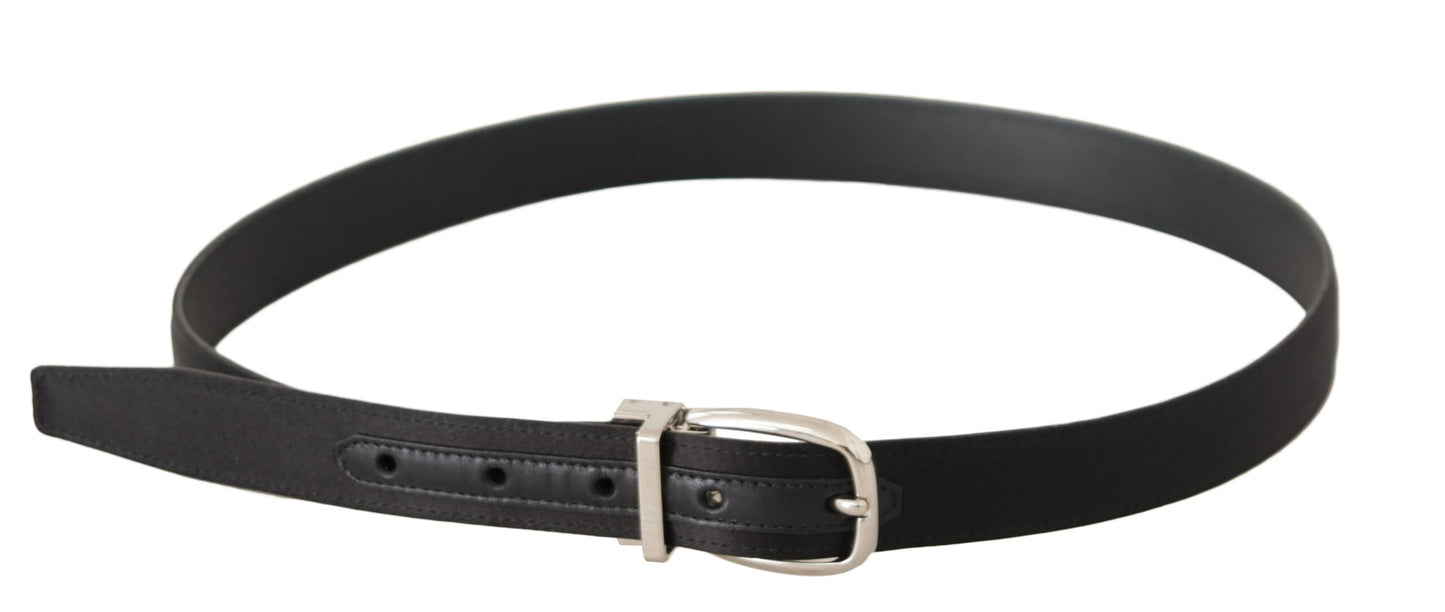 Ceinture de créateur en toile et cuir noir Dolce &amp; Gabbana